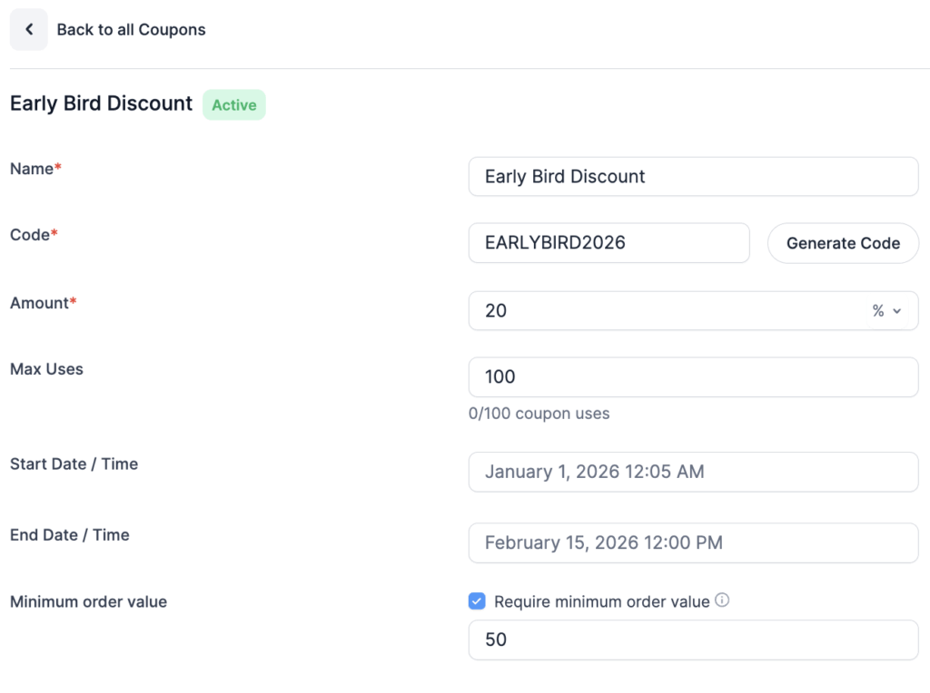 WordPress Coupon Plugin Settings