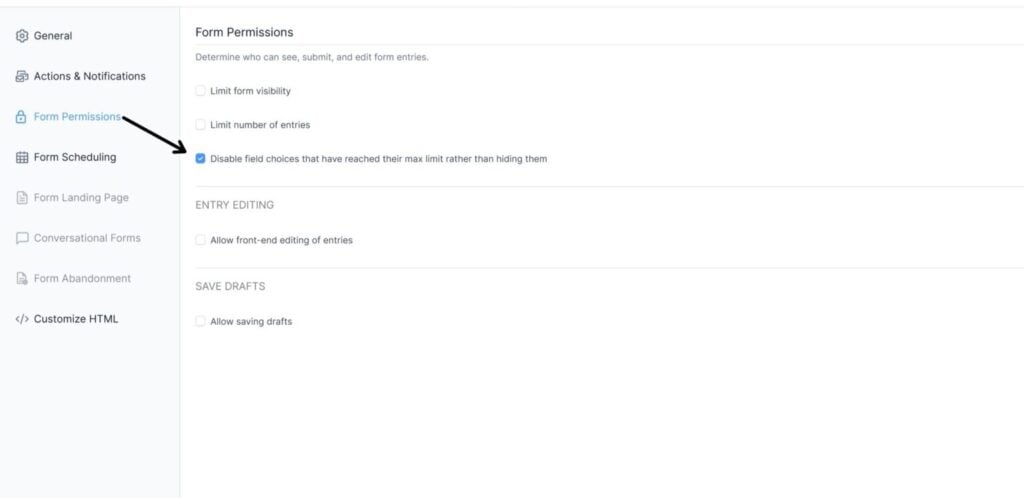 Disable option after limit is reached