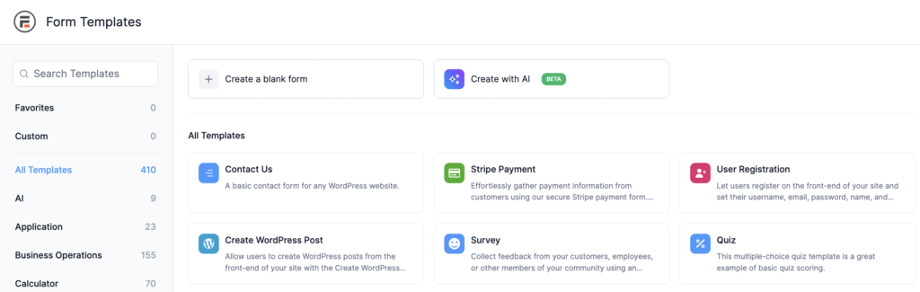 Add Form Or Contact Form Template Formidable Forms