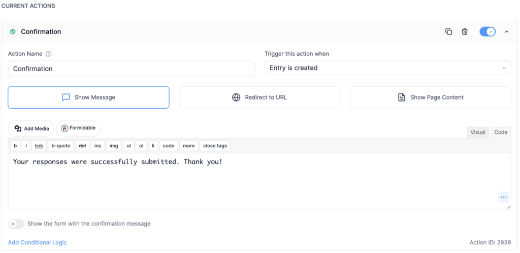 Confirmation Message