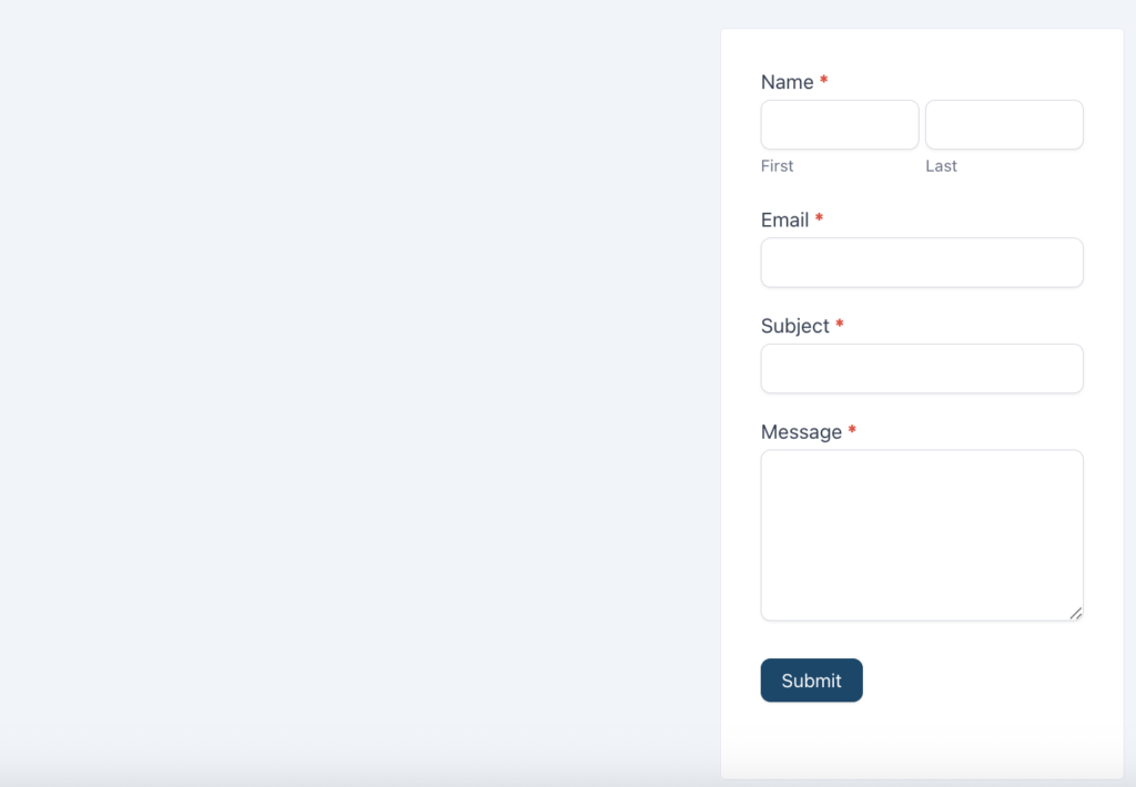Formidable Contact Form in Site Sidebar