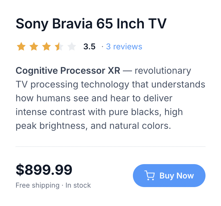 Display Star Ratings in a Product Listing Page