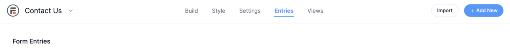 Formidable Forms entries management interface