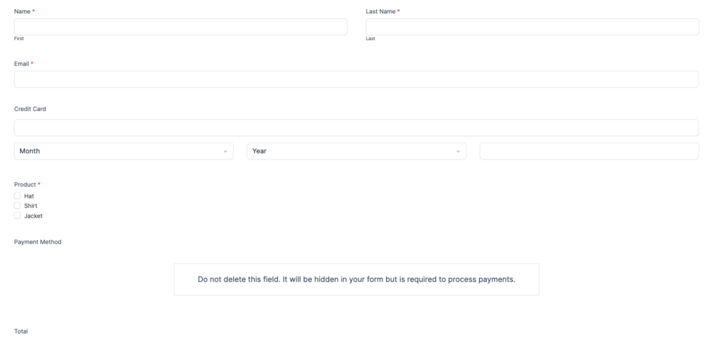 Formidable Forms Stripe Payment Template