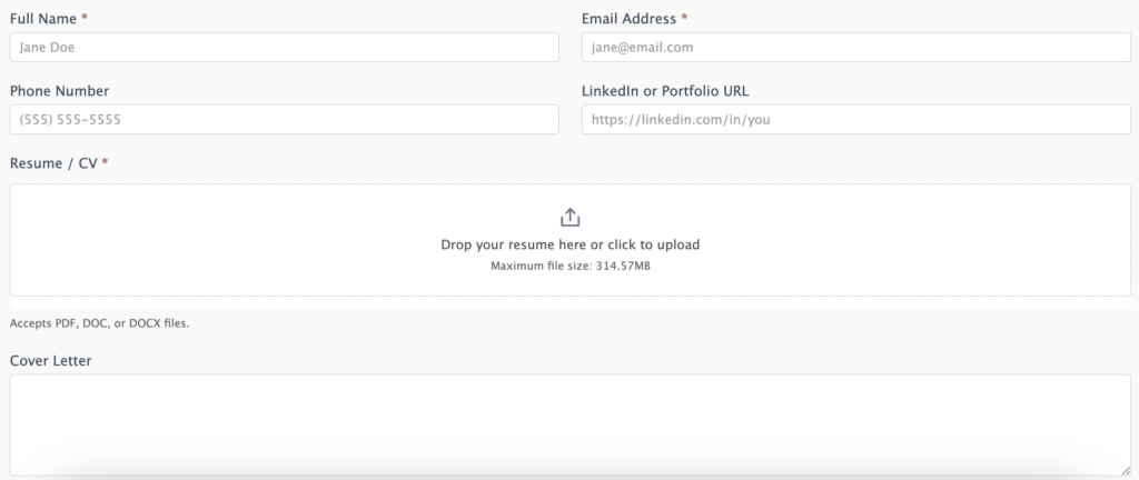Job Applications Form