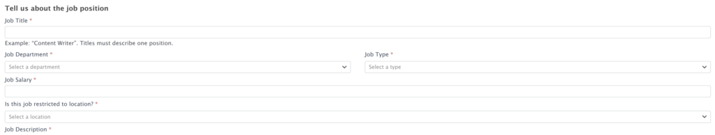 Job Board Form Fields