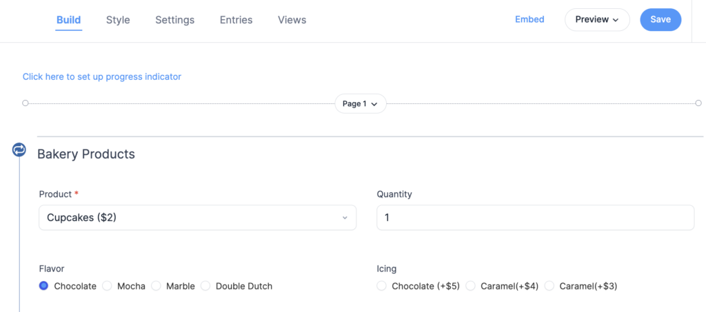 Click here to set up progress indicator link in the Formidable form builder