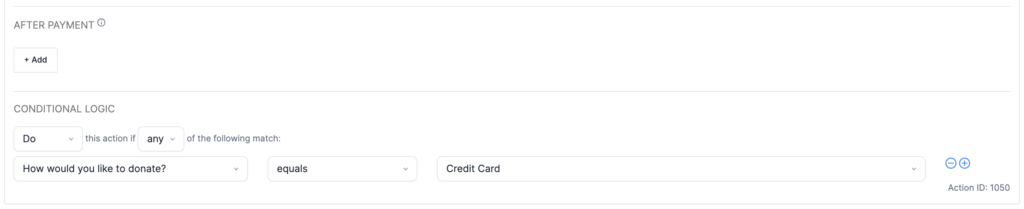 Formidable Forms Payment Action - Enable conditional logic for Stripe