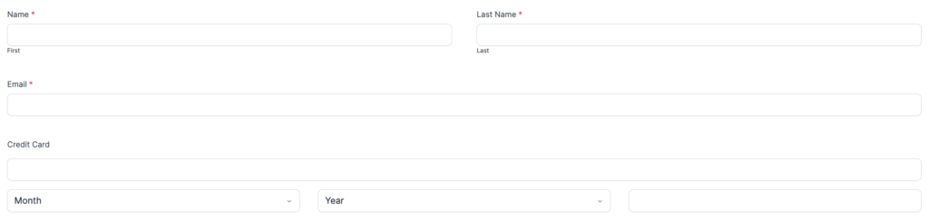 Stripe Payment Form Fields