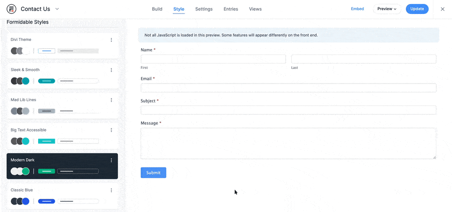 Formidable Forms Styler Template Examples