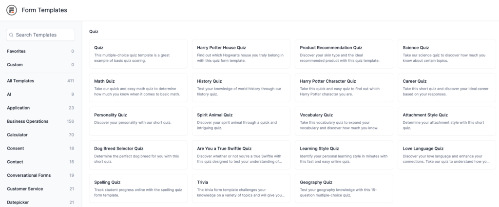 Quiz Templates Formidable Forms