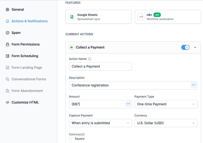 Collect Payment Action