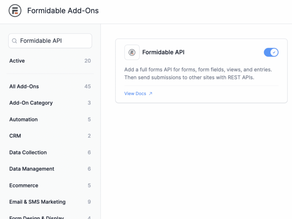 Install Formidable API Add On