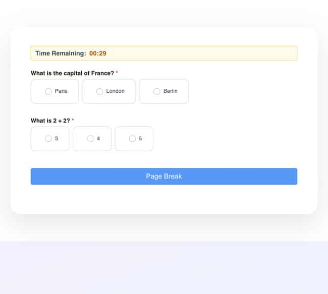 Quiz maker - Countdown timer running