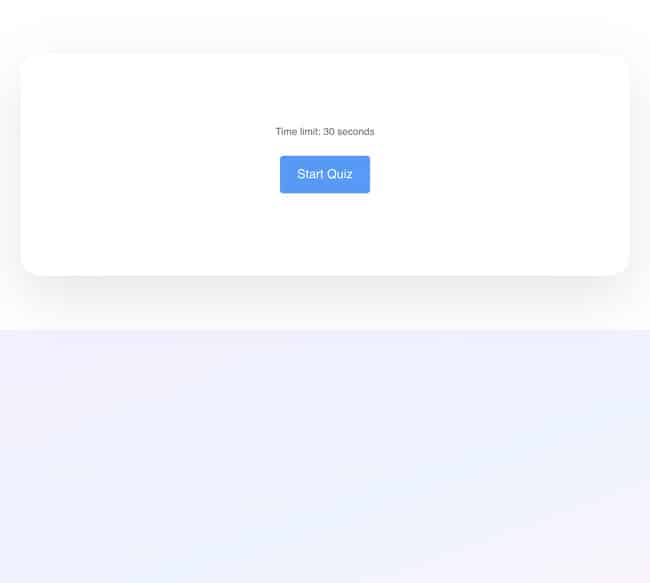 Quiz maker - Timer start screen