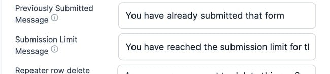 Backend Submission Limit Message Options